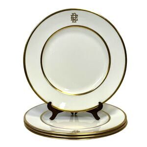 Charles R Lynde Boston Antique Gold Band 9" Luncheon/Dinner Plates-Set of 4